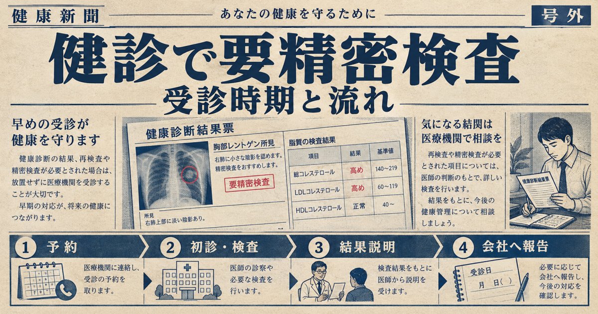 健康診断で再検査・要精密検査に｜働く男性の受診時期と流れ